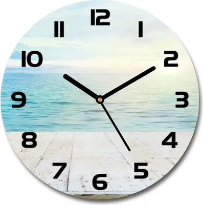 Produktbild von Wanduhr aus Glas 30fi Glasbild Glasuhr Gehärtetes Glas - schwarze-zeiger - Sea