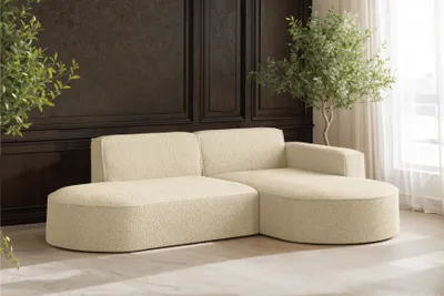 Produktbild von Kaiser Möbel Ecksofa, Sofa L-Form Designer Modena stoff Quelle Ecru Rechts