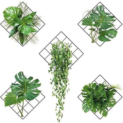 Produktbild von 3D Pflanzen Wandsticker Set - 5 Stück Selbstklebend Grün, Wandsticker Pflanzen, für Wohnzimmer Schlafzimmer