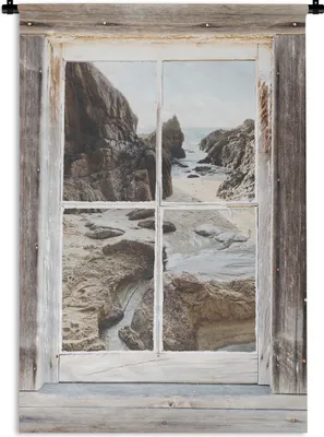 Produktbild von MuchoWow® Wandteppich Wandbehang Durchblick - Holz - Strand 90x135 cm Tapisserie Dekoration Wandtuch - Baumwolle - Wandskulptur