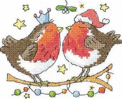 Produktbild von Heritage Kreuzstich-Set Aida „Weihnachtskuss“, Zählvorlage, shck1415-a, 12 x 10 cm