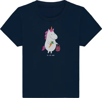 Produktbild von Mr. & Mrs. Panda Babyshirt Einhorn Vegan 24. - 36. Monat - French Navy - Geschenk, Rohkost, Kinder Top, Baby, Oberteil, T-Shirt, Veganismus, Gesund essen, Veganer,