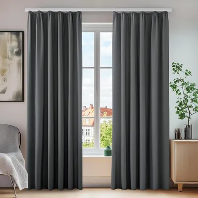 Productafbeelding van Ondoorzichtige Thermische Gordijnen - Verduisterende Panelen - Rustige Slaap - Geluidsisolerend Effect - 220 x 140 cm - Donkergrijs