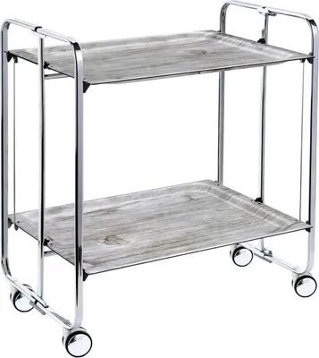 Produktbild von DON HIERRO - Klappbarer Servierwagen BAUHAUS mit Rollen – Metallgestell verchromt, 2 Ebenen, 4 Positionen