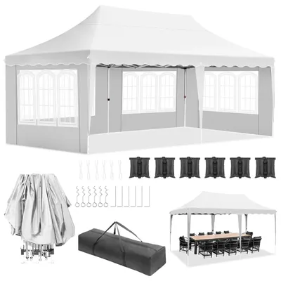 Immagine prodotto di Tenda per feste - Tende per feste - Gazebo da giardino - Gazebo - Tenda pieghevole per feste - 3x6 metri - Impermeabile - Con pareti laterali