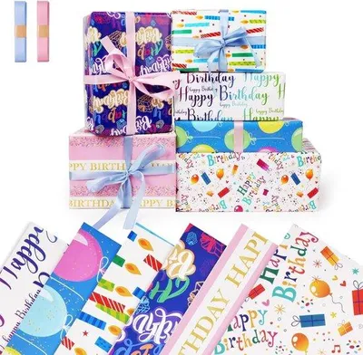 Produktbild von Famanu Geschenkpapier 6 Stück - 50 x 70 cm Multifunktionales Geschenkpapier für Geburtstage und Feiern