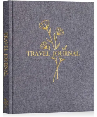 Produktbild von Reisetagebuch Notizbuch 110 Seiten Leinen Grau zum Ausfüllen mit Aufforderungen 23,6 x 19,8 cm