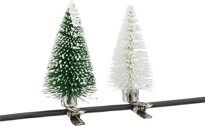 Produktbild von 48 x Weihnachtsbaum Christbaumschmuck mit Clip Grün Weiß sortiert