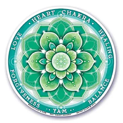 Zdjęcie produktu dla Naklejka na okno 4. czakra (anahata) - 10,5 cm, zestaw 4 szt