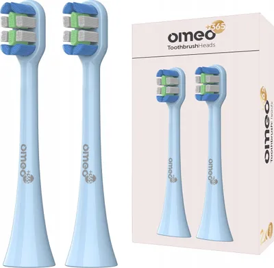 Produktbild von OMEO | Aufsteckbürsten für omeo +365 - 2 Stück - Blau - Hochwertige Ersatzköpfe - Gesunde Zähne