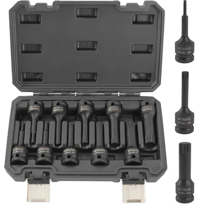 Produktbild von TECPO Innen Vielzahn Steckschlüssel Satz 1/2 Zoll M4-M18 Kraft Nüsse Schlagnüsse