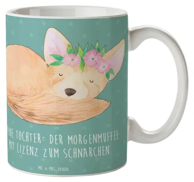 Produktbild von Mr. & Mrs. Panda Teebecher Tochter Morgenmuffel - Meeresbrise - Geschenk, einzigartige Designs, Freude, Tasse, Becher, Trinkbecher, Geburtstage, Bürotasse, Keramiktasse
