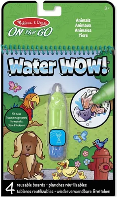 Produktbild von Melissa & Doug - Water Wow Wassermalbuch Tiere mit Spiralbindung und Wasserstift, 4 Motivseiten, Stift auffüllbar, Für Kinder ab 3 Jahren