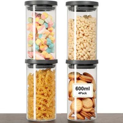 Productafbeelding van VINATO, 4 stuks voorraadpotten - Luchtdichte voorraaddozen met deksel, gemaakt van borosilicaatglas