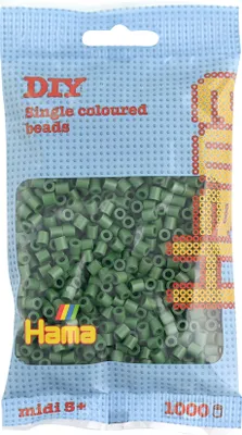 Produktbild von Hama Bügelperlen midi waldgrün im Beutel  5,0 mm 1.000 Bügelperlen