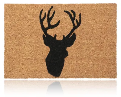 Image de Tapis d'entrée Relaxdays en fibre de coco, motif cerf, 40 x 60 cm, antidérapant, résistant aux intempéries, pour l'intérieur et l'extérieur, naturel/noir, Image générée par une IA