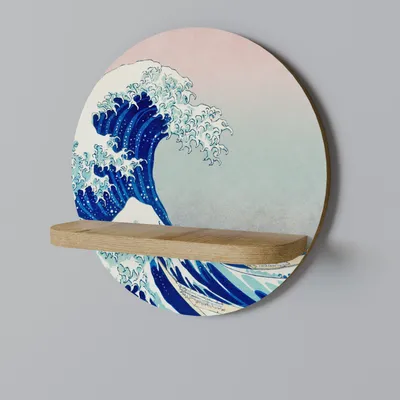 Produktbild von Rundes Regal THE GREAT WAVE Eichenholz-Finish, 34 cm Ø, 11,8 cm Tiefe, max. 20 kg