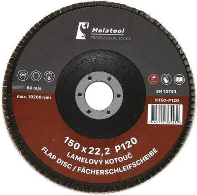 Obrázek produktu pro Kotouč lamelový brusný Molatool Korund, Ø 150 mm, P120