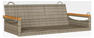 Produktbild von Hängebank, Hängeschaukel mit Befestigungsringen, Schaukelbank für den Außenbereich, Gartenschaukel, Grau Poly Rattan