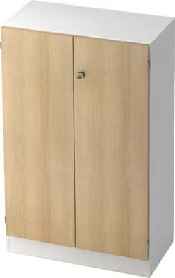 Produktbild von bümö office Aktenschrank - 3 Ordnerhöhen - Nachbildung: Weiß/Eiche