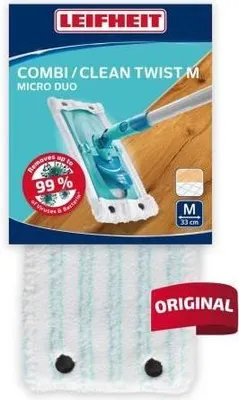 Obrázek produktu pro Náhradní potah Leifheit Micro Duo, Clean Twist/Combi M, mikrovlákno, všechny podlahy, 14 x 3 x 29 cm, bílá