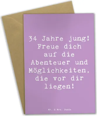 Produktbild von Mr. & Mrs. Panda Beileidskarte Spruch 34. Geburtstag - Lavendeltraum - Geschenk, Wachstum, hochzeitskarten, Happy Birthday, weihnachtskarten, Feier, osterkarte, Alter