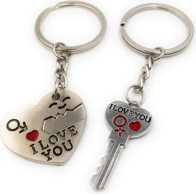 Produktbild von Onwomania Schlüsselanhänger Schlüssel Herz Partner Liebe Pärchen Metall Anhänger Charm