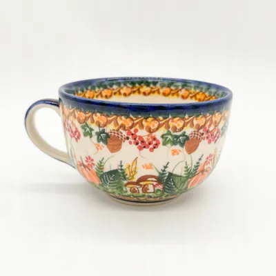 Produktbild von Becher Handgefertigte Bunzlauer Keramik Tasse, Becher 400 ml Igel Herbst