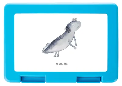 Produktbild von Mr. & Mrs. Panda Bentobox Axolotl Schwimmen - Weiß - Geschenk, Lurch, Schwanzlurch, Vesperbox, Optimistisch, Snackbox, Picknickbox, Brot Aufbewahrungsbox, Motivation