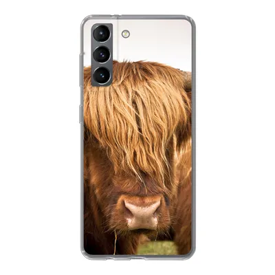 Produktbild von MuchoWow® Handyhülle Schutzhülle Hülle für Samsung Galaxy S21 Schottische Highlander - Braun - Gras Silikon Softcase Handy Hülle - Softcase