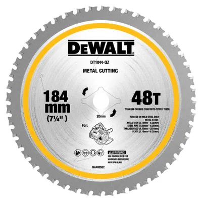 Productafbeelding van Circelzaagblad DT1044, diameter 184 mm, gatdiameter 20 mm, 48 tanden, MATB, snijbreedte 2 mm