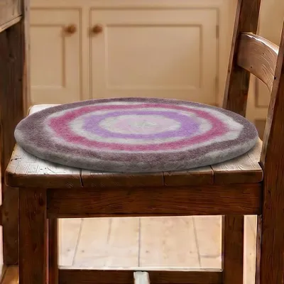 Produktbild von Filz Stuhlauflage, Boho Sitzkissen, Handgefertigts Rundes Filzkissen - Grau/violett, Wolle, 1,5*35*35 cm, Meditationskissen & Sitzkissen