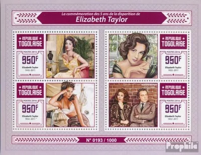 Produktbild von Briefmarken Togo 2016 Mi 7342-7345 Kleinbogen (kompl. Ausgabe) postfrisch Elizabeth Taylor