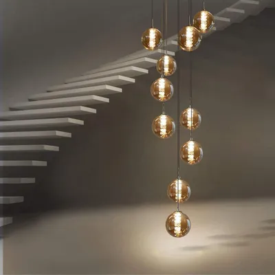Zdjęcie produktu dla ZMH lampa wisząca stół jadalny 10 płomieni bursztynowa lampa wisząca regulowana wysokość żyrandol lampa wisząca szkło do salonu sypialnia kuchnia korytarz