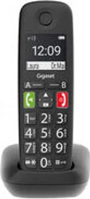 Produktbild von Gigaset E290, Analoges/DECT-Telefon, Kabelloses Mobilteil, Freisprecheinrichtung, Anrufer-Identifikation, Schwarz