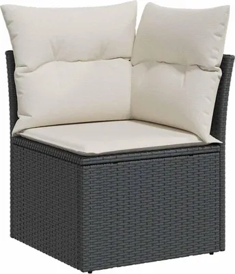 Obrázok produktu pre vidaXL Záhradná rohová pohovka s vankúšom Black Poly Rattan
