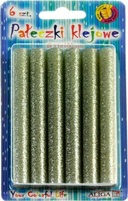 Produktbild von Klebepistole 11mmx10cm 6 Stück Silber Glitzer Aliga