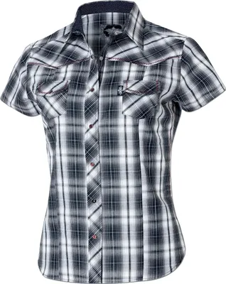 Produktbild von Damen Westernbluse Cowgirl Bikerin Western Bluse »LARISSA« Schwarz Kariert