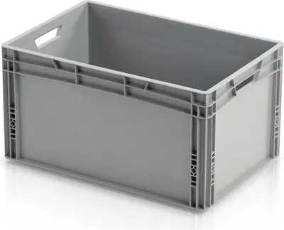 Produktbild von WETEC Lagerbehälter, mit Durchfassgriffen, grau, 600 x 400 x 320 mm (Lagerbox)
