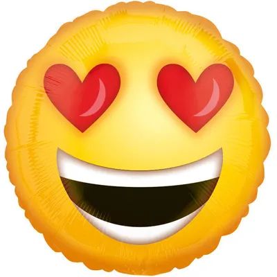 Produktbild von 18"/Ø43cm Folienballon "Love Emoticon" Smiley Herzen | Gelb