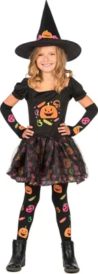 Image de Costume de citrouille de sorcière pour fille 5 à 7 ans