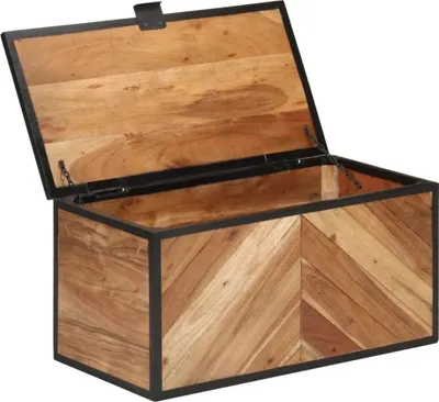 Immagine prodotto di Scatola Portaoggetti 60x30x30 cm Legno Massello Acacia e Ferro