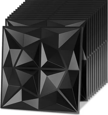 Immagine prodotto di Hebitod 12 pezzi Pannelli 3D Pannelli da parete in cloruro di polivinile PVC - Pannelli per pareti e soffitti - 50x50 cm (0,25 m²) - Leggeri, flessibili e facili da installare - Nero