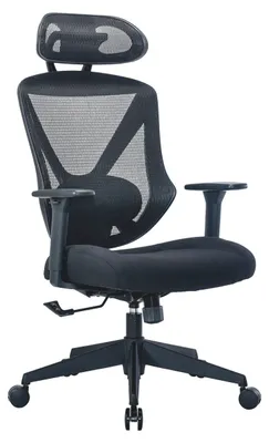 Produktbild von Drehstuhl SELECT Synchro-Mechanik Kopfstütze verstellbare Armlehnen Stoff Mesh Schwarz 140kg 74x70x124cm