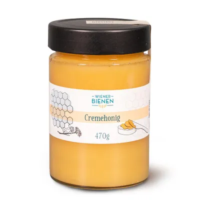 Produktbild von WienerBienen Cremehonig, Honig aus eigener Imkerei, 470g Glas, Naturbelassen und ohne Zusatzstoffe, Hergestellt in Österreich