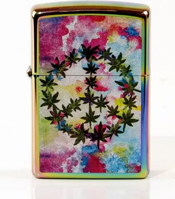 Produktbild von Zippo Benzinfeuerzeug Leaf & Peace, Winddicht, Ice Chrome Finish