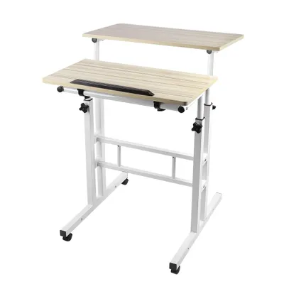 Produktbild von Schreibtisch Computertisch mit Rollen 60 x 60 cm mit neigbar Tischplatte höhenverstellbarer