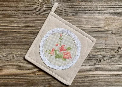 Produktbild von Topflappen LUISA Rosen Karo bunt 18x18 cm Landhaus