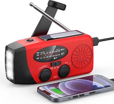 Produktbild von Solar radio,Selbstbetriebenes Kurbelradio mit LED-Taschenlampe, Notfallradio AM/FM Wetter Wind Up Radio, 2000mAh Akku mit Handkurbel-Dynamo für Notladung von Smartphone