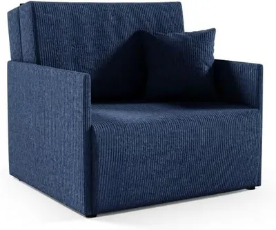 Zdjęcie produktu dla LIKMA Sofa 1 osobowa Amerykanka Olita Granatowa 87 cm z Funkcją Spania, Pojemnikiem na Pościel, Sofa w Tkaninie Sztruksowej Anafi